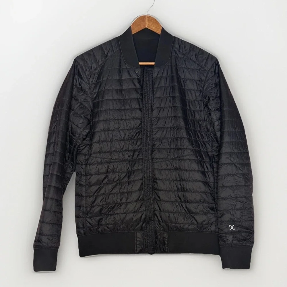 Lululemon Switch Over Bomber Jacket Black PrimaLoft Lightweight Quilted S Revers